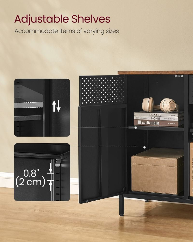 Songmics Home Rustic Brown/Black Metal Buffet Cabinet