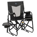 Stowaway Rocker with Side Table, Dark Charcoal, Front Right, Side Table Out