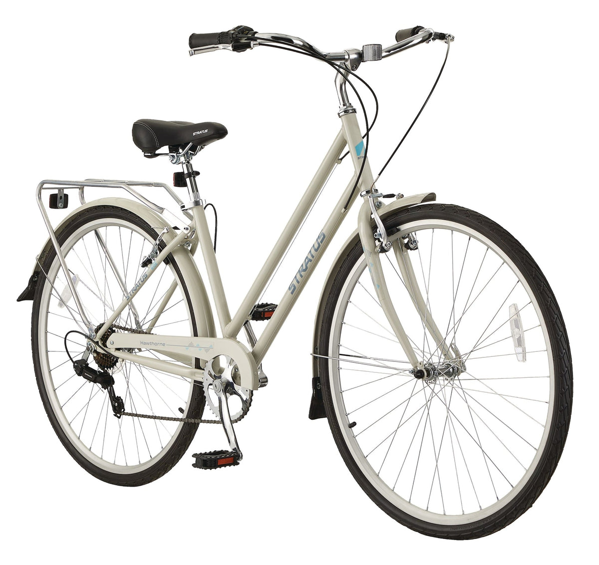 Stratus Hawthorne Adult Bike, 700C, 7-Speed, Alloy V-brakes, Grey