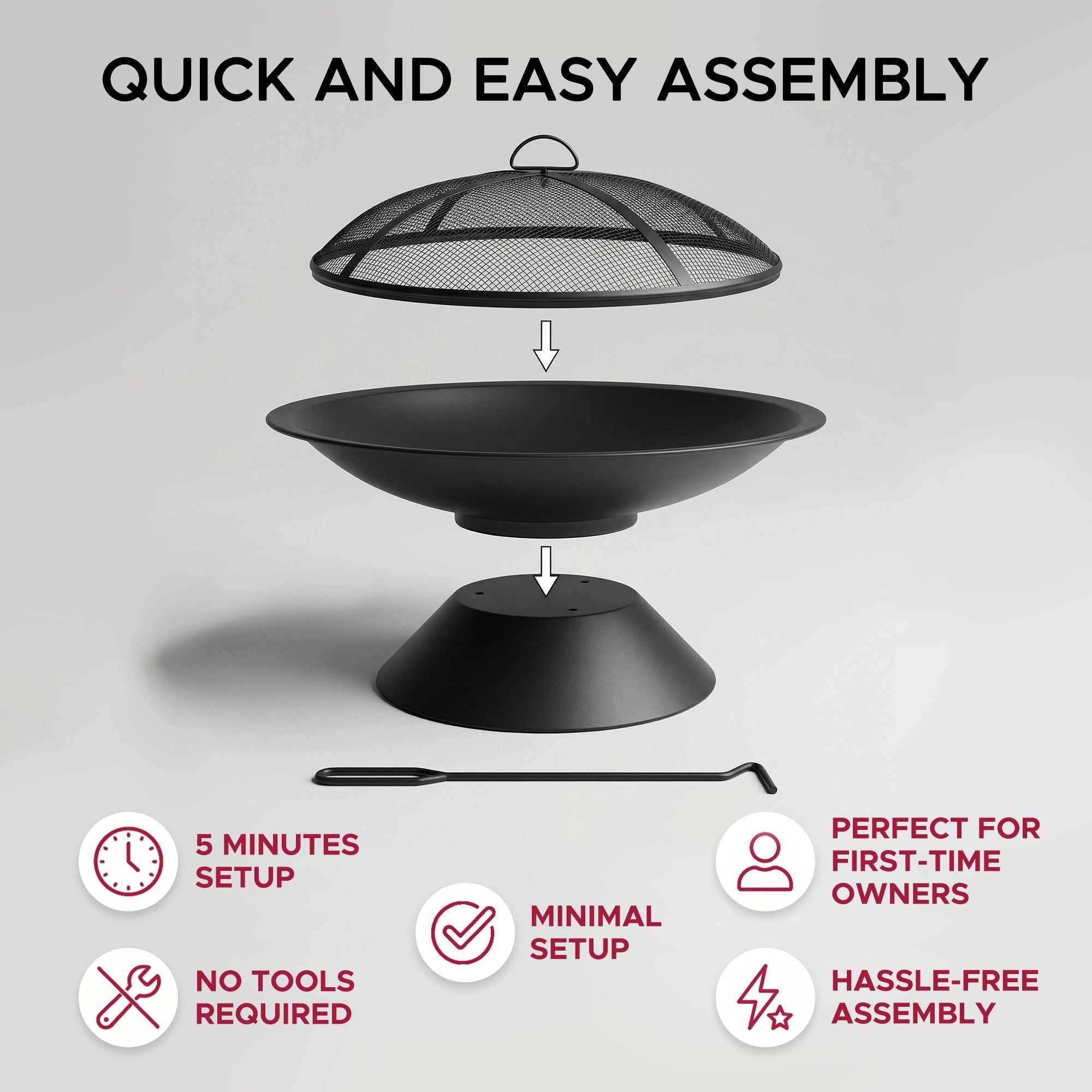 Sunjoy Genesee Round Fire Pit, Black