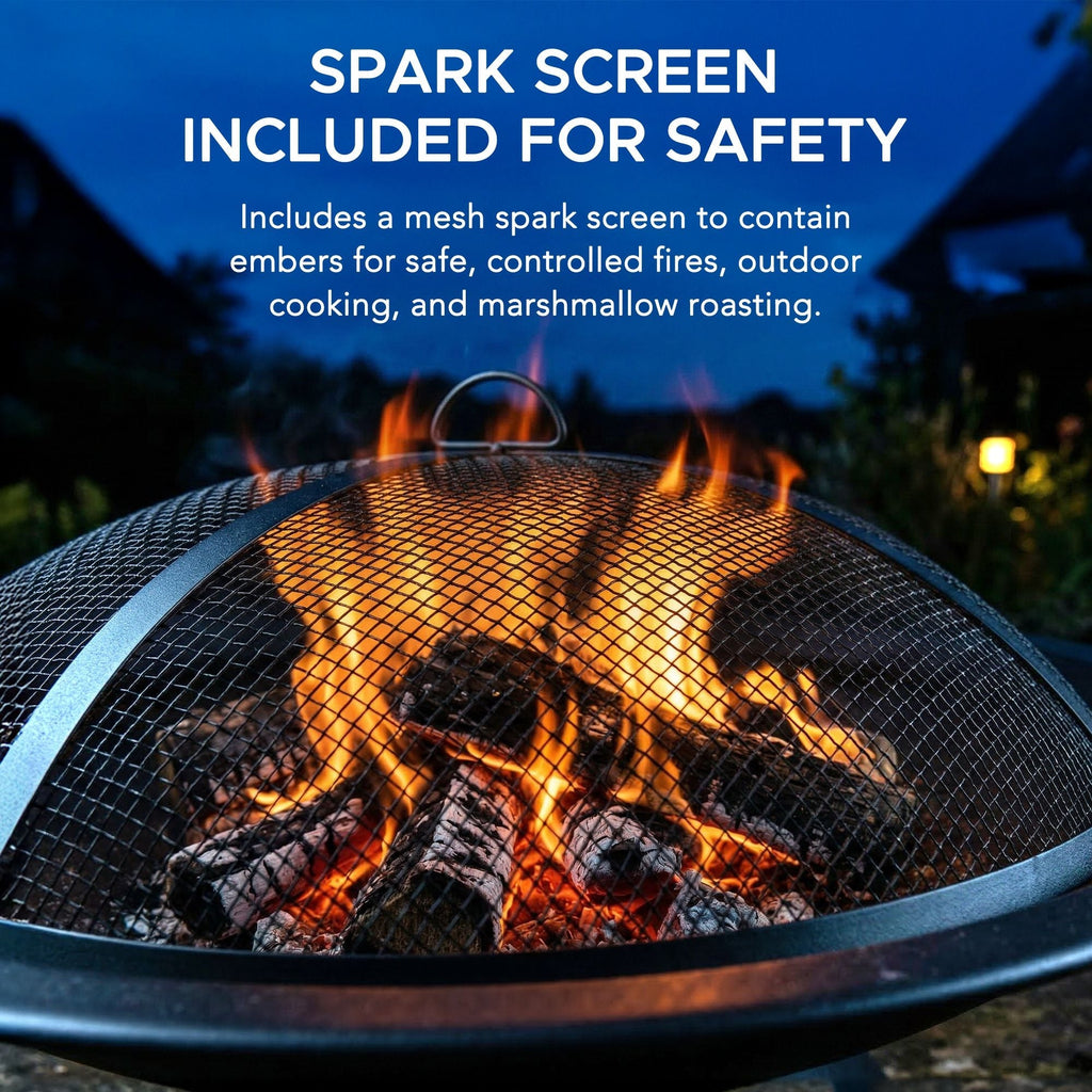 Sunjoy Genesee Round Fire Pit, Black