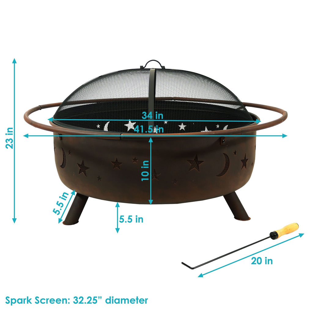 Sunnydaze Décor Steel Cosmic Fire Pit, Extra-Large, 42-in