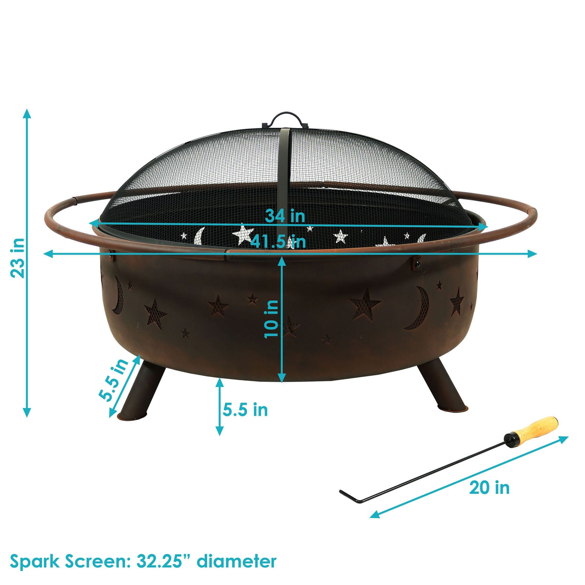 Sunnydaze Décor Steel Cosmic Fire Pit, Extra-Large, 42-in