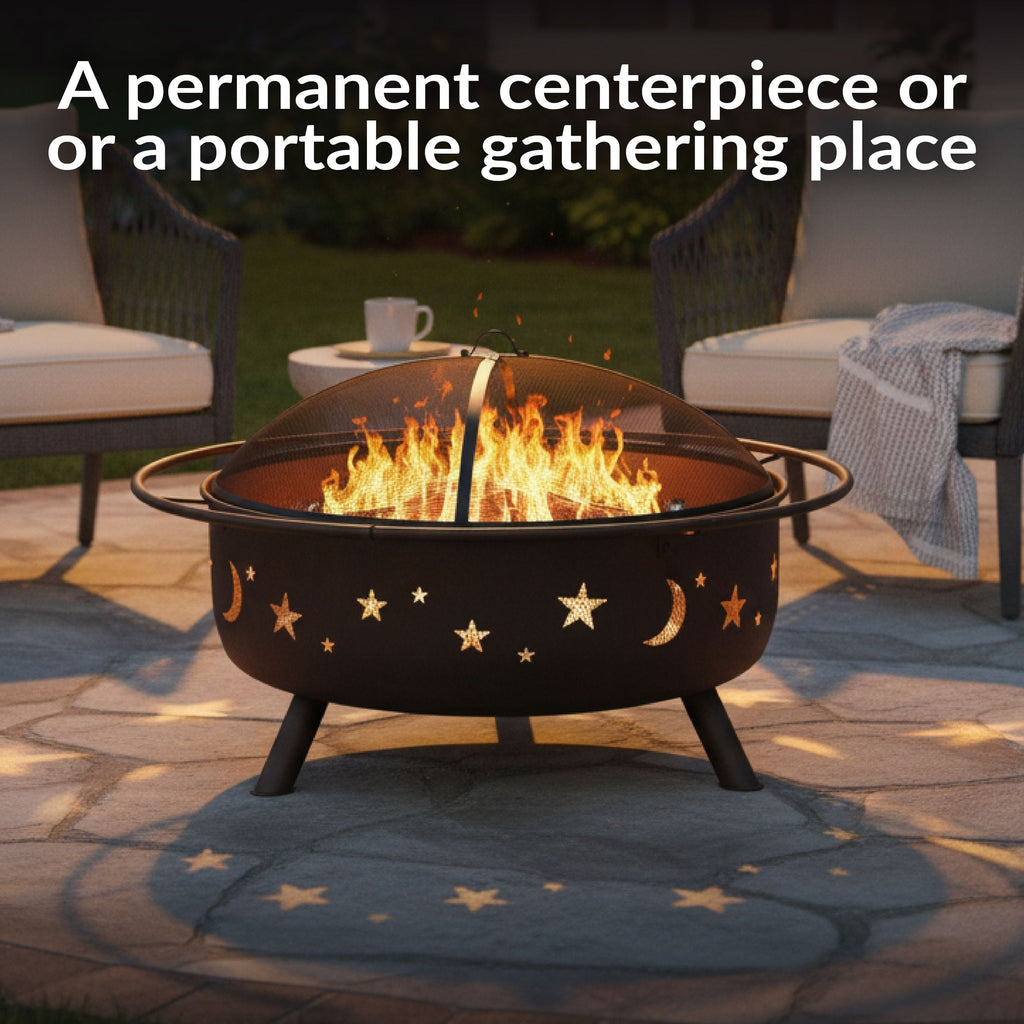 Sunnydaze Décor Steel Cosmic Fire Pit, Extra-Large, 42-in