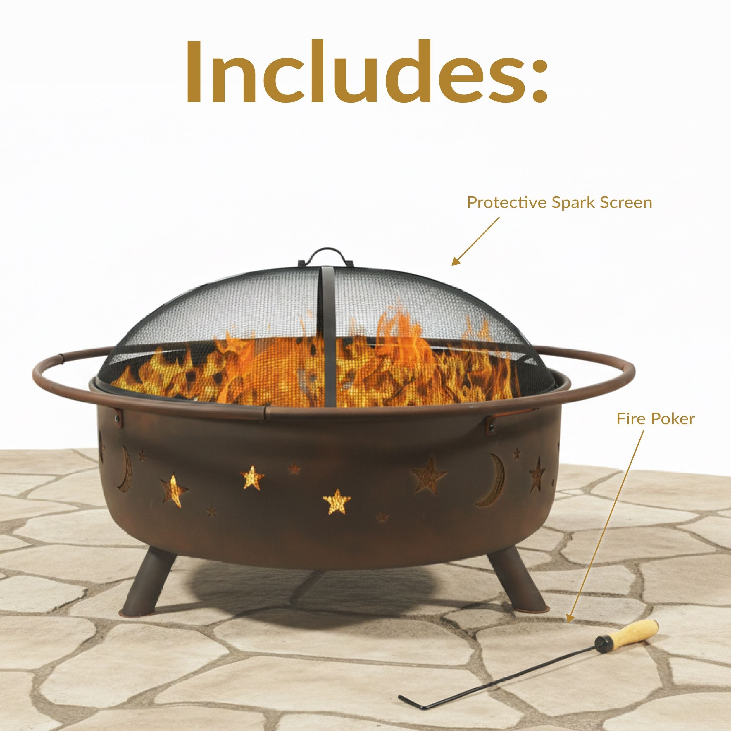 Sunnydaze Décor Steel Cosmic Fire Pit, Extra-Large, 42-in
