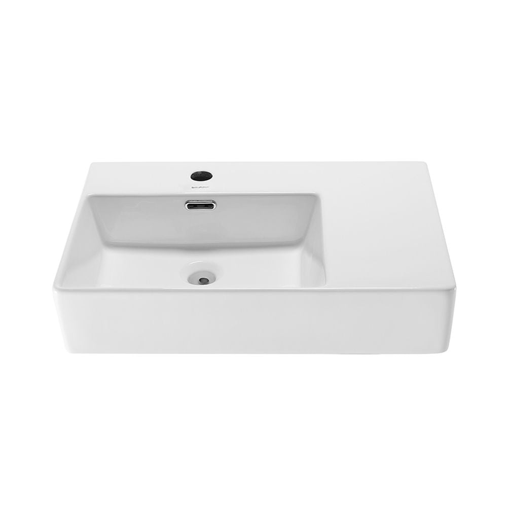 Swiss Madison St. Tropez Ceramic Wall Hung Sink with Left Side Faucet Mount, 24-in x 18-in