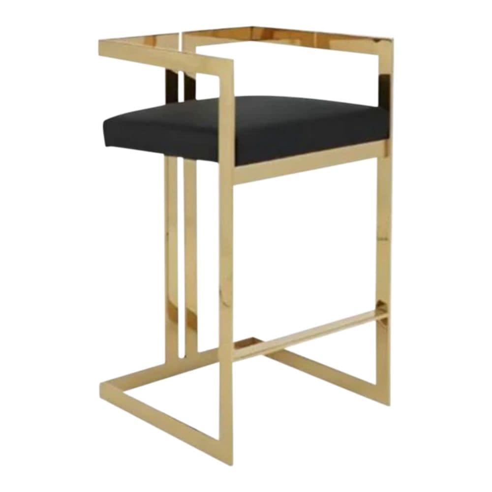 Take Me Home Black Cushioned Harvey Stool with Gold Frame