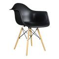 Take Me Home Black Plastic Bucket Armchair with Wood Legs