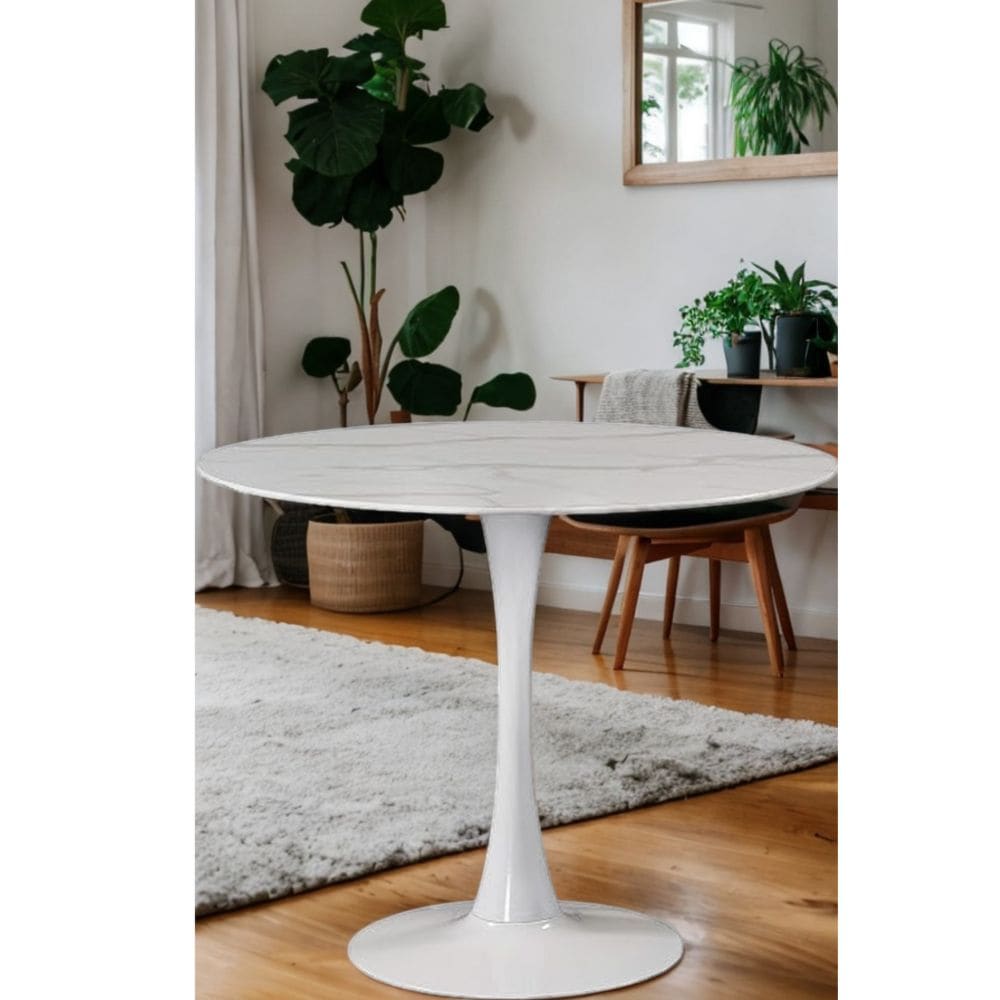 Take Me Home Leo Faux Marble Dining Table Tulip Base