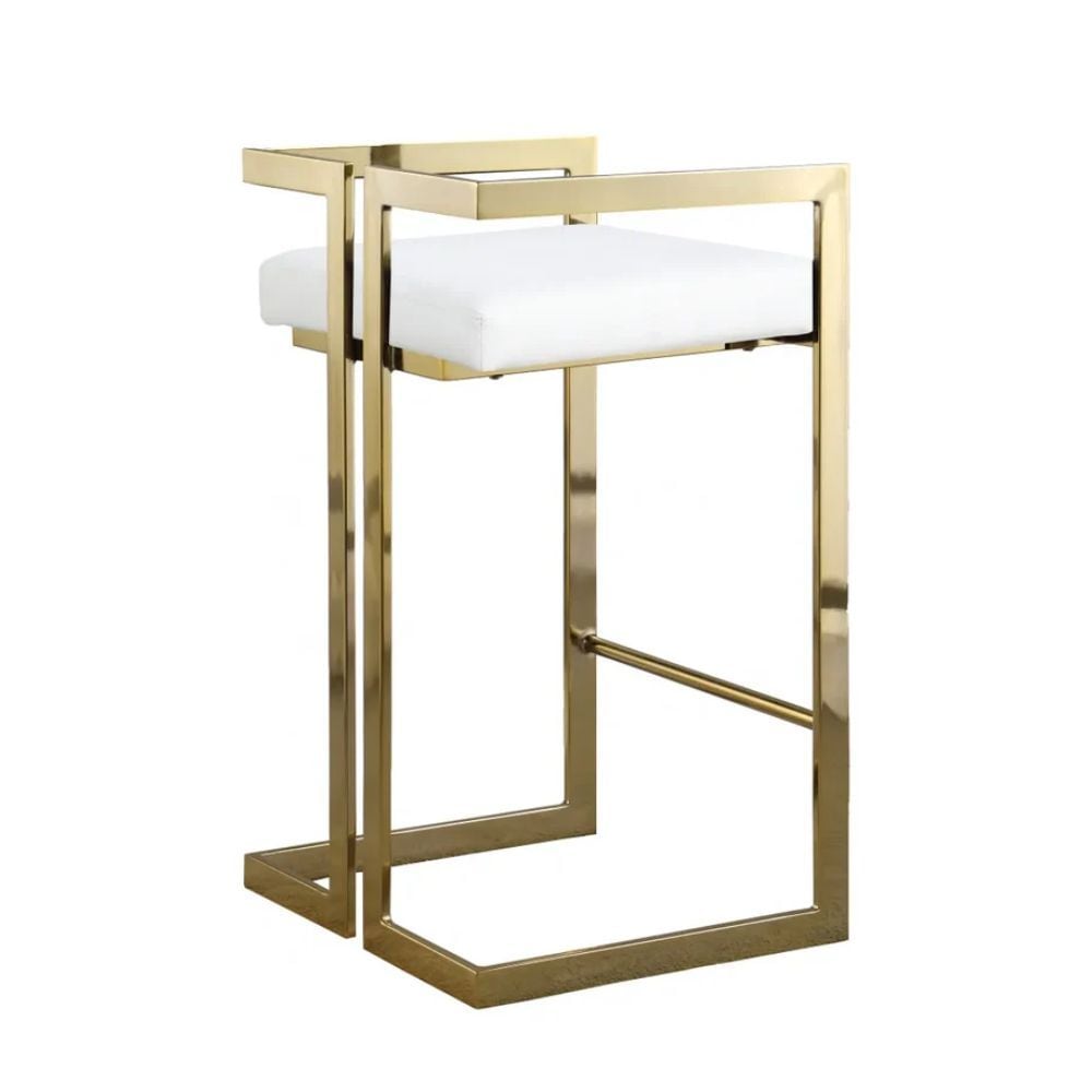 Take Me Home White Cushioned Harvey Stool with Gold Frame