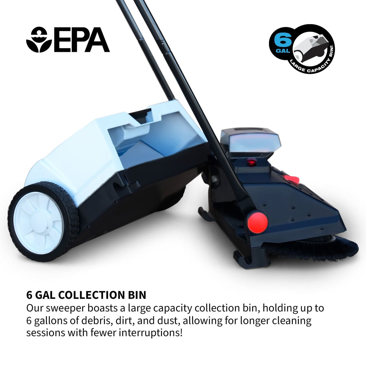 Tomahawk Electric Battery-Powered Push Sweeper, 22-in