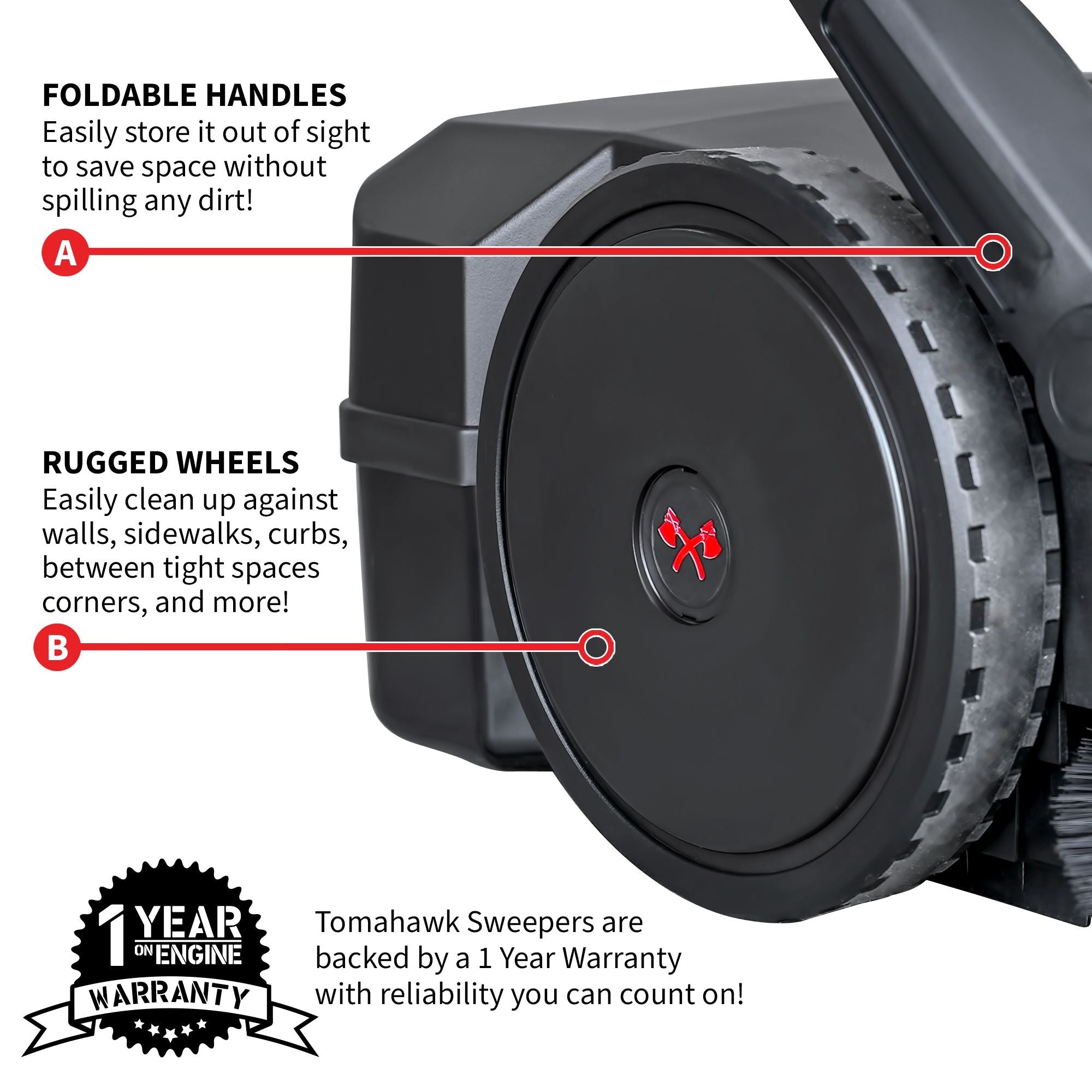 Tomahawk Electric Battery-Powered Push Sweeper, 30-in