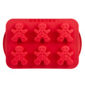Trudeau Dishwasher Safe Red Silicone Gingerbread Pan, 6-pk