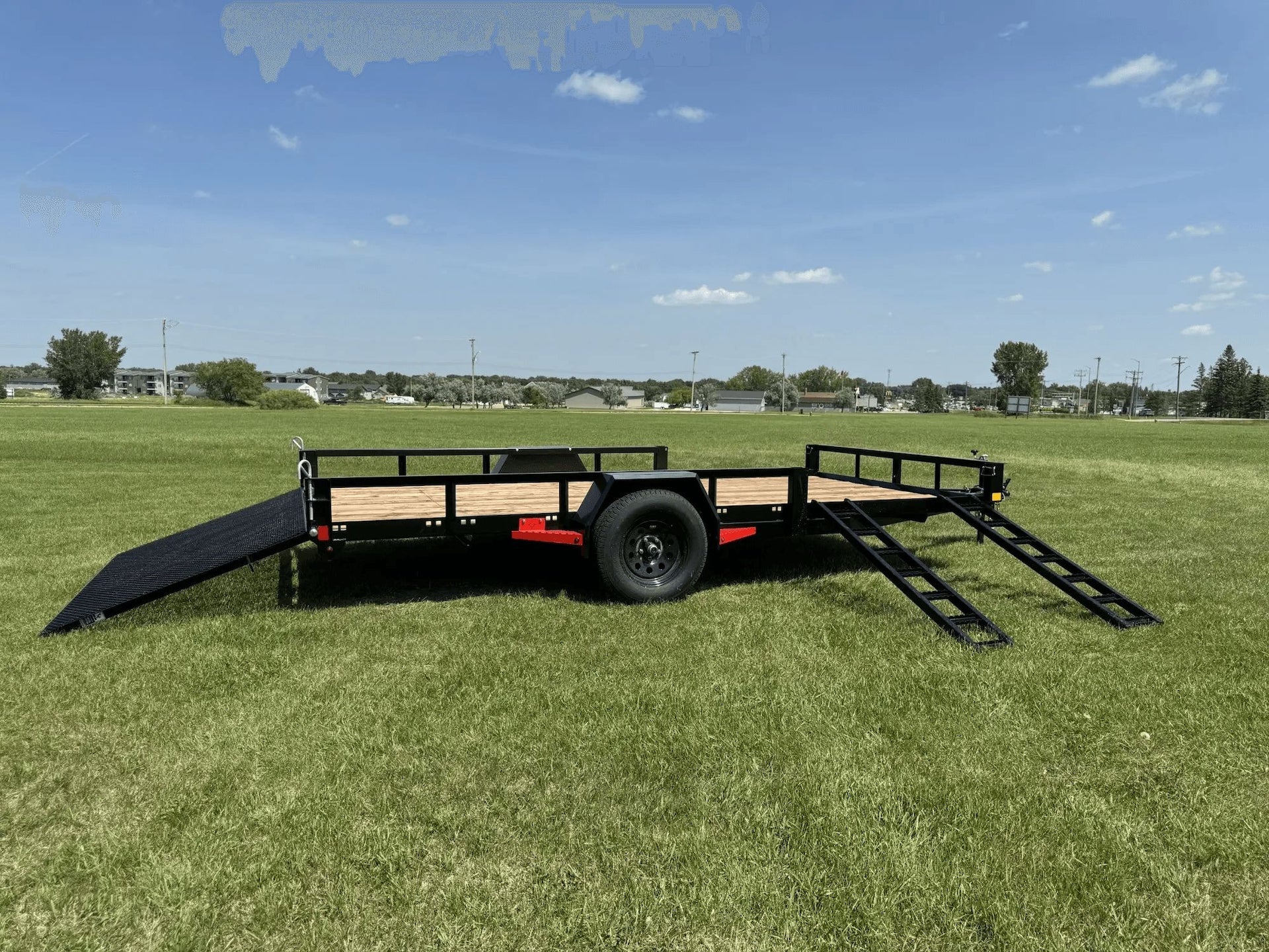 True North 83-in x 14-ft Utility Trailer With Gate & Side ATV Ramps, Black