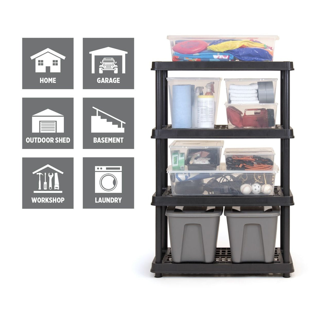 TuffStore 4-Shelf Resin/Plastic Storage Rack/Shelving Unit, 36 x 18 x 54-in