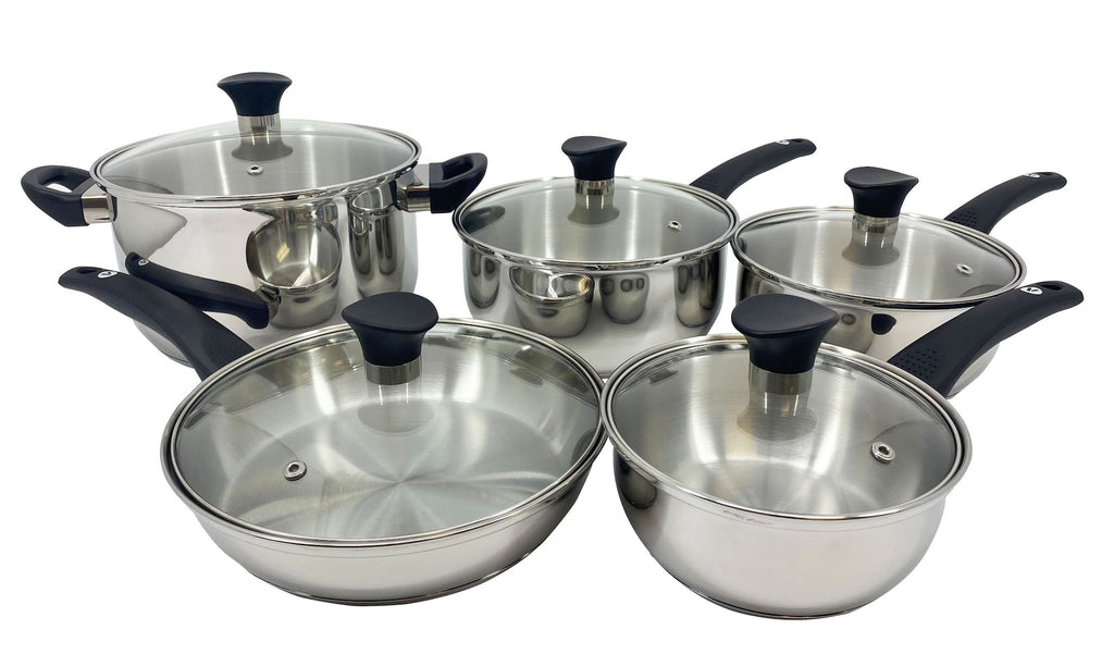 Vida by PADERNO Everyday Series Premium Stainless Steel Cookware Set, Dishwasher & Oven-Safe, 10-pc