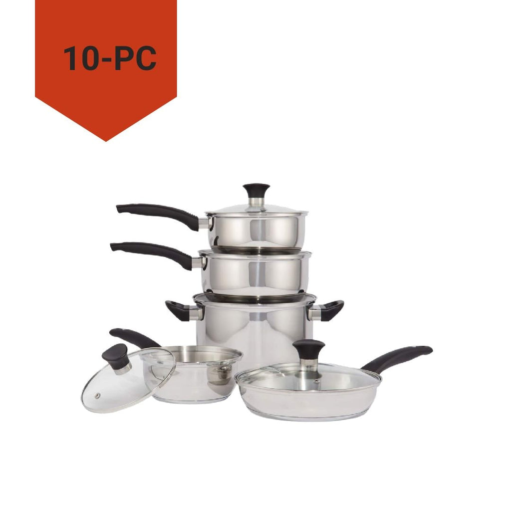 Vida by PADERNO Everyday Series Premium Stainless Steel Cookware Set, Dishwasher & Oven-Safe, 10-pc