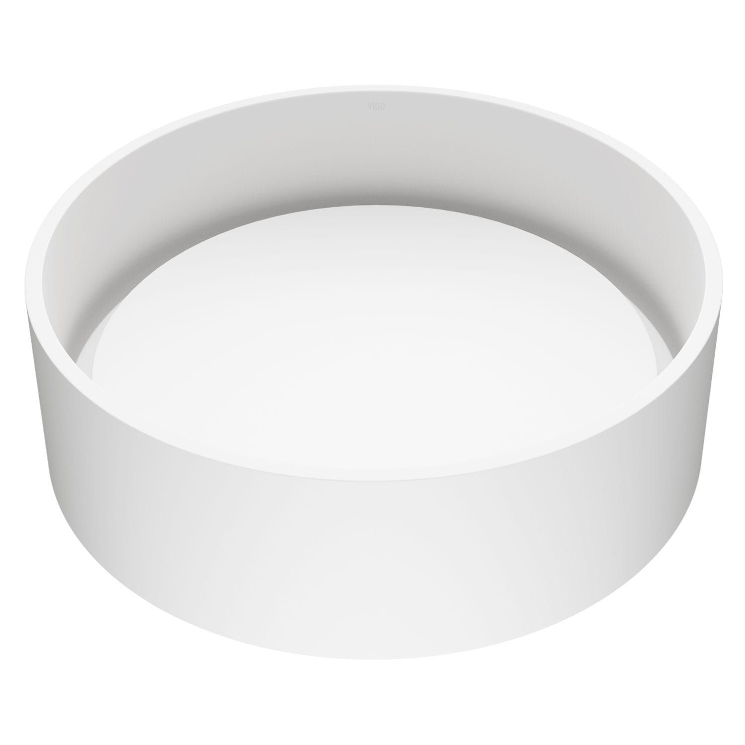 VIGO Anvil Matte Stone Round Composite Vessel Bathroom Sink/Basin with Deep Bowl, White