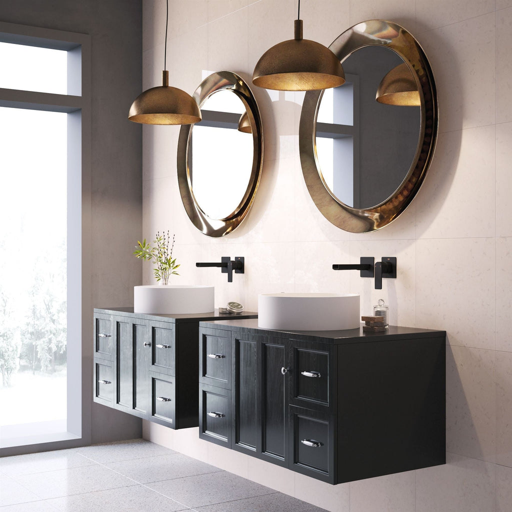 VIGO Anvil Matte Stone Round Composite Vessel Bathroom Sink/Basin with Deep Bowl, White