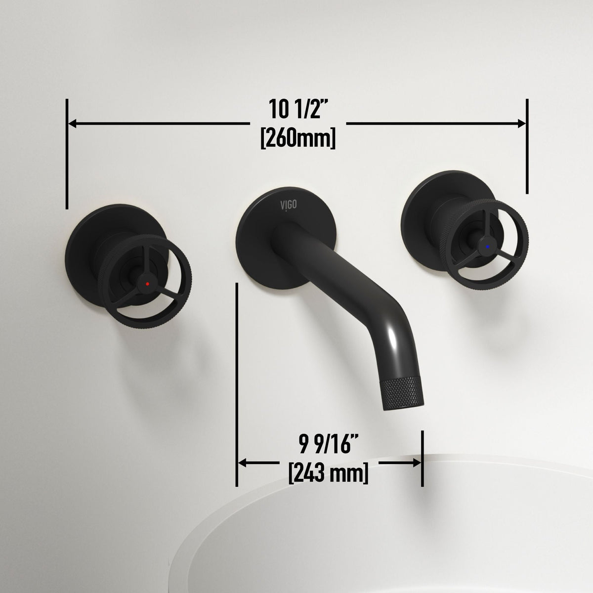 VIGO Anvil MatteStone Round White Composite Bathroom Sink/Basin Set with Cass Wall Mount Faucet and Pop-Up Drain
