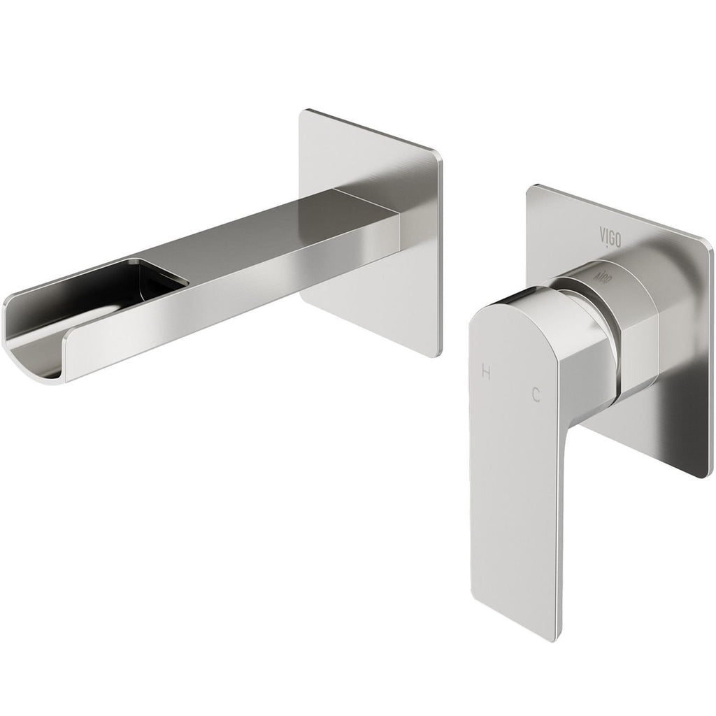 VIGO Atticus Brushed Nickel Wall Mount Bathroom Faucet