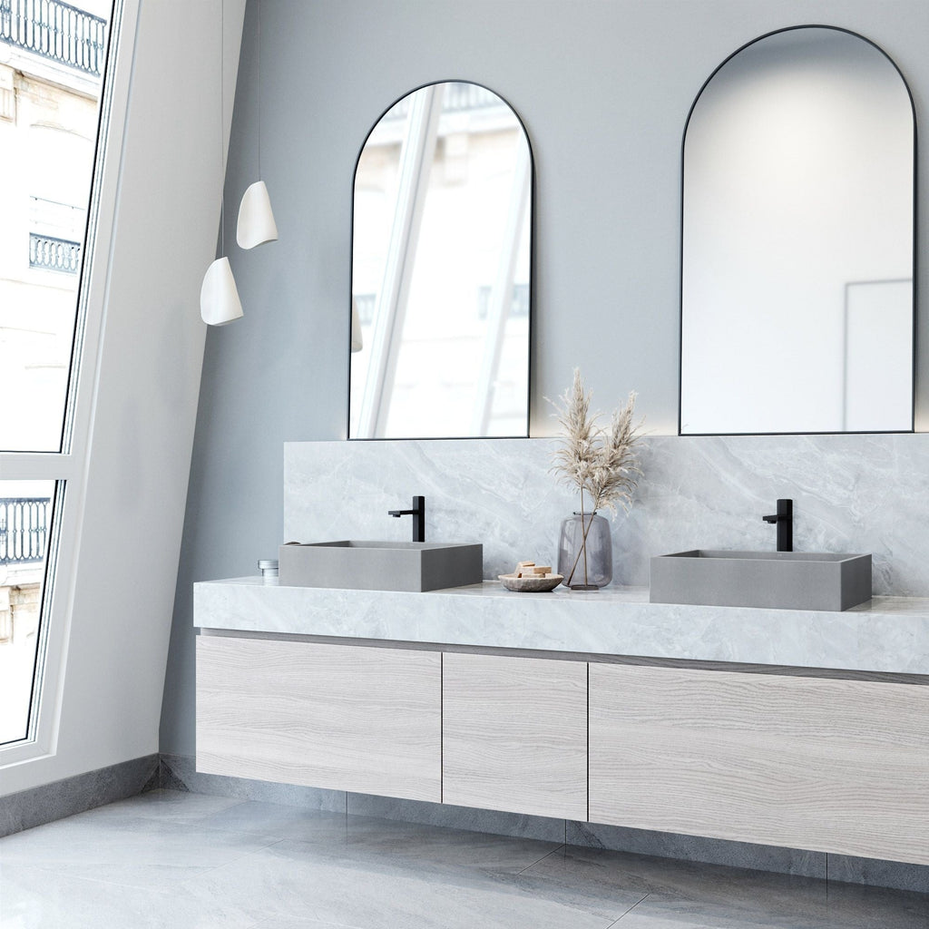 VIGO Coca Gothic ConcretoStone 19x15-in Deep Grey Bathroom Sink/Basin with Rectangular Vessel