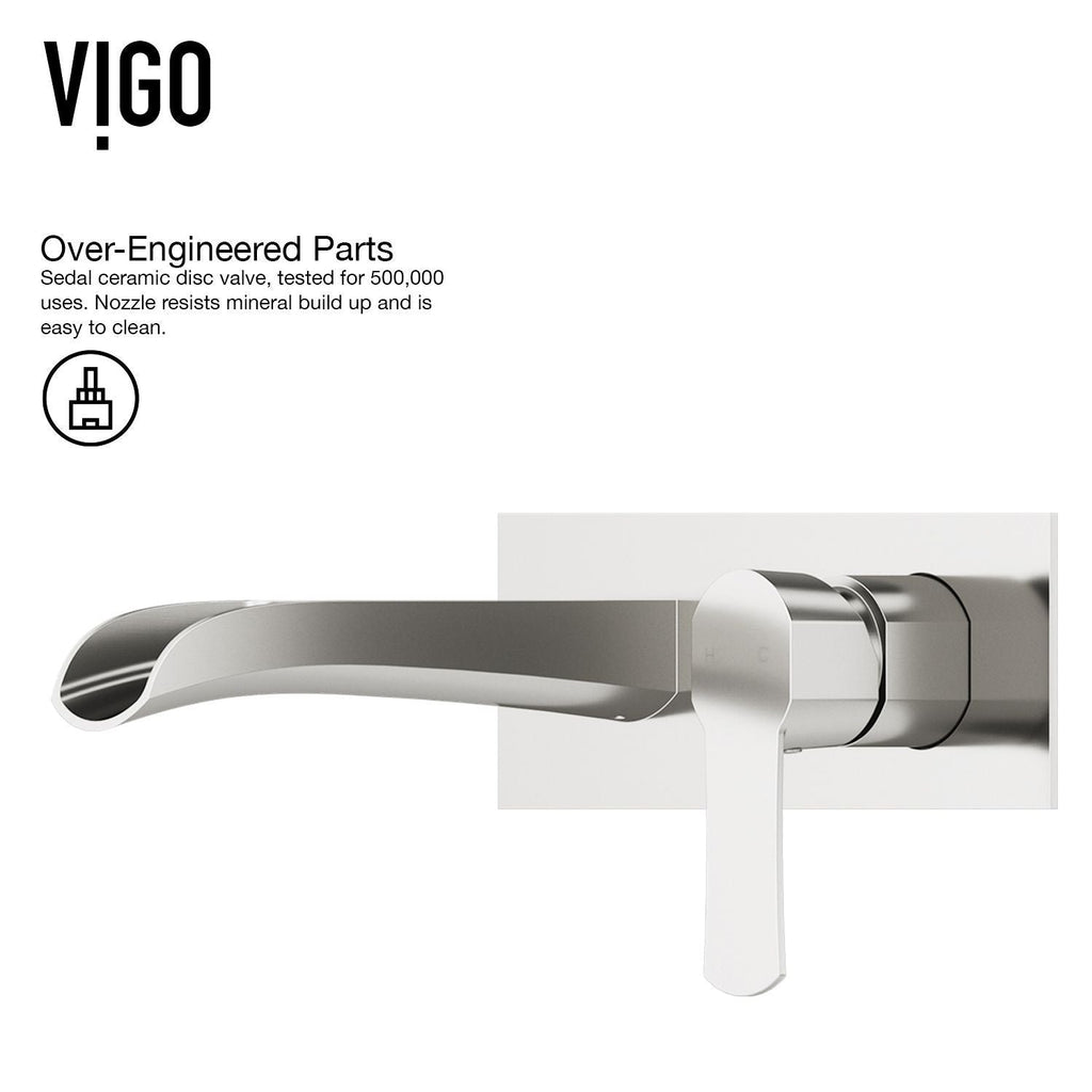 VIGO Cornelius Wall Mount Single Handle Bathroom Sink Faucet, WaterSense Certified, Brushed Nickel
