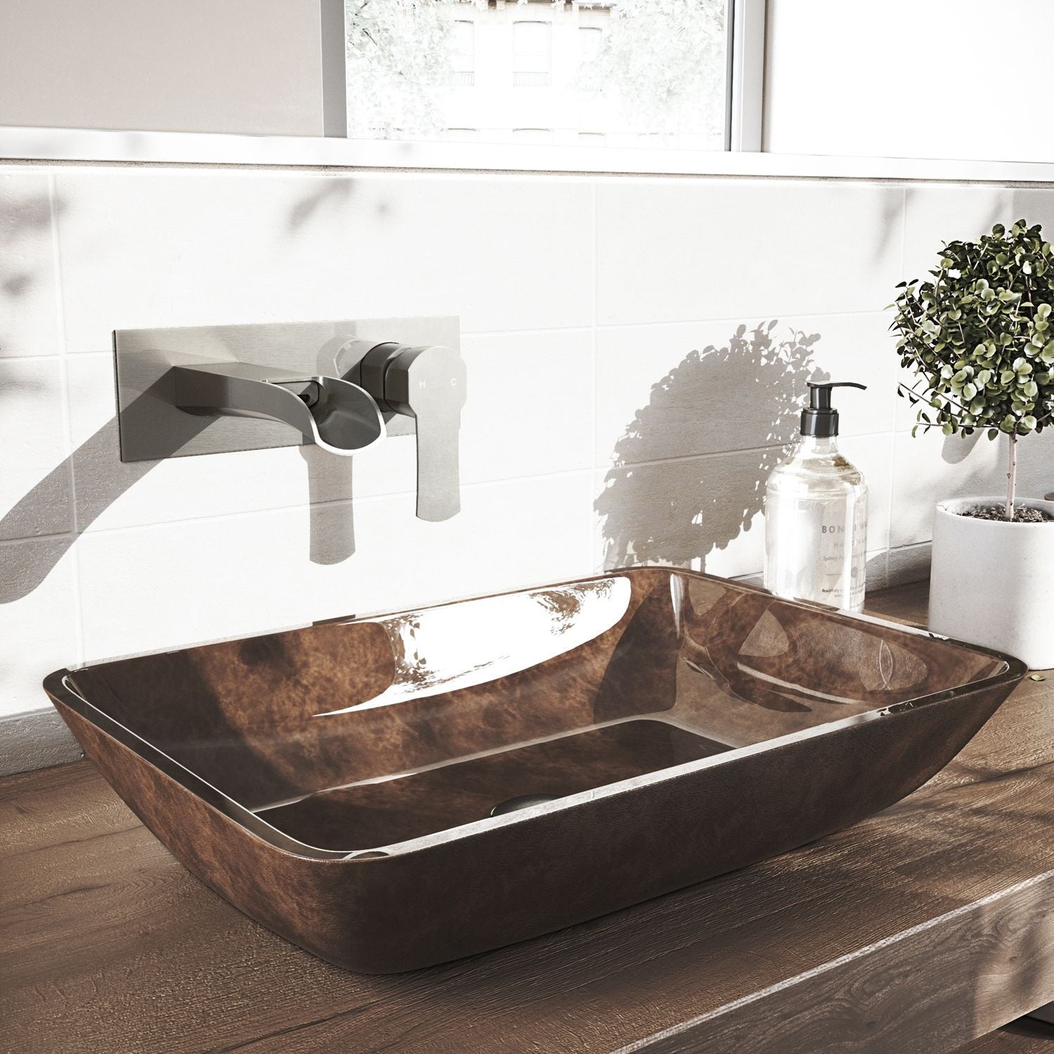 VIGO Cornelius Wall Mount Single Handle Bathroom Sink Faucet, WaterSense Certified, Brushed Nickel