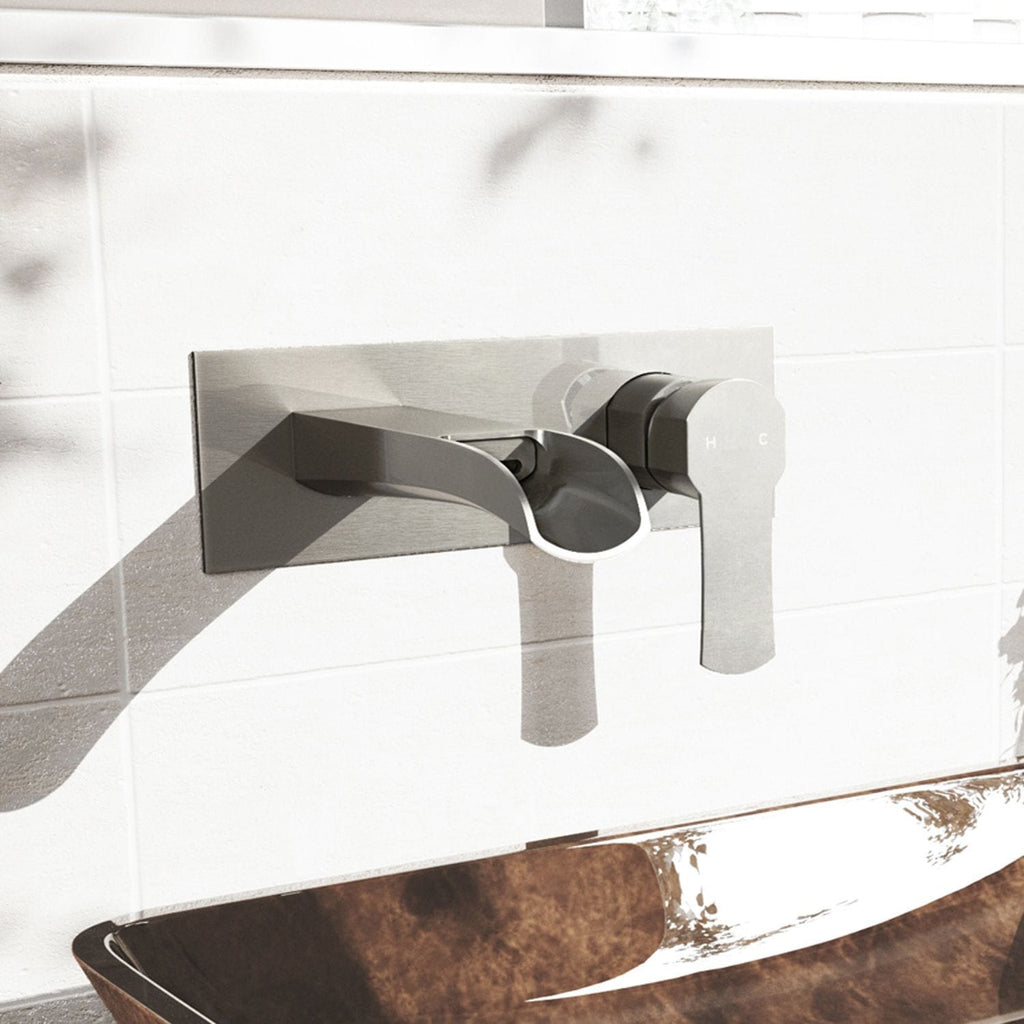 VIGO Cornelius Wall Mount Single Handle Bathroom Sink Faucet, WaterSense Certified, Brushed Nickel