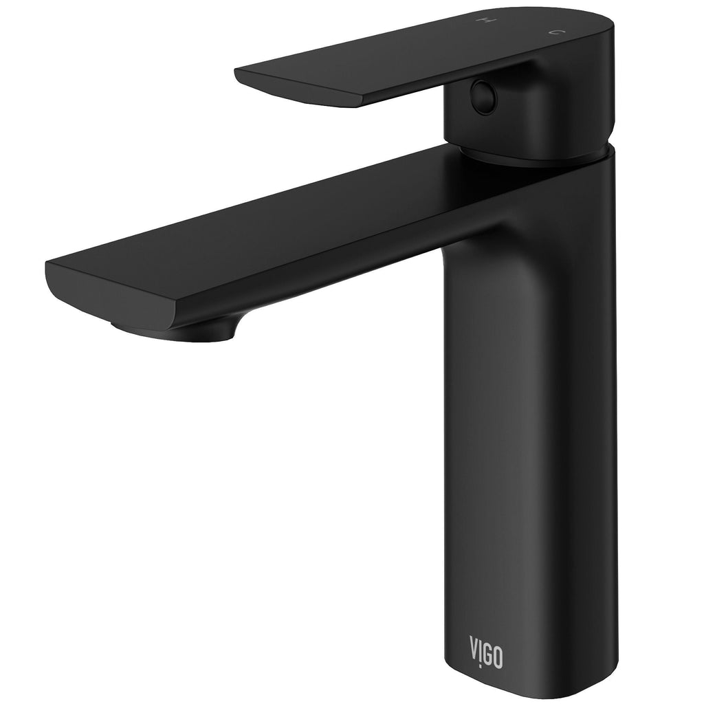 VIGO Davidson Single Handle Single Hole Bathroom Sink Faucet, WaterSense Certified, Matte Black