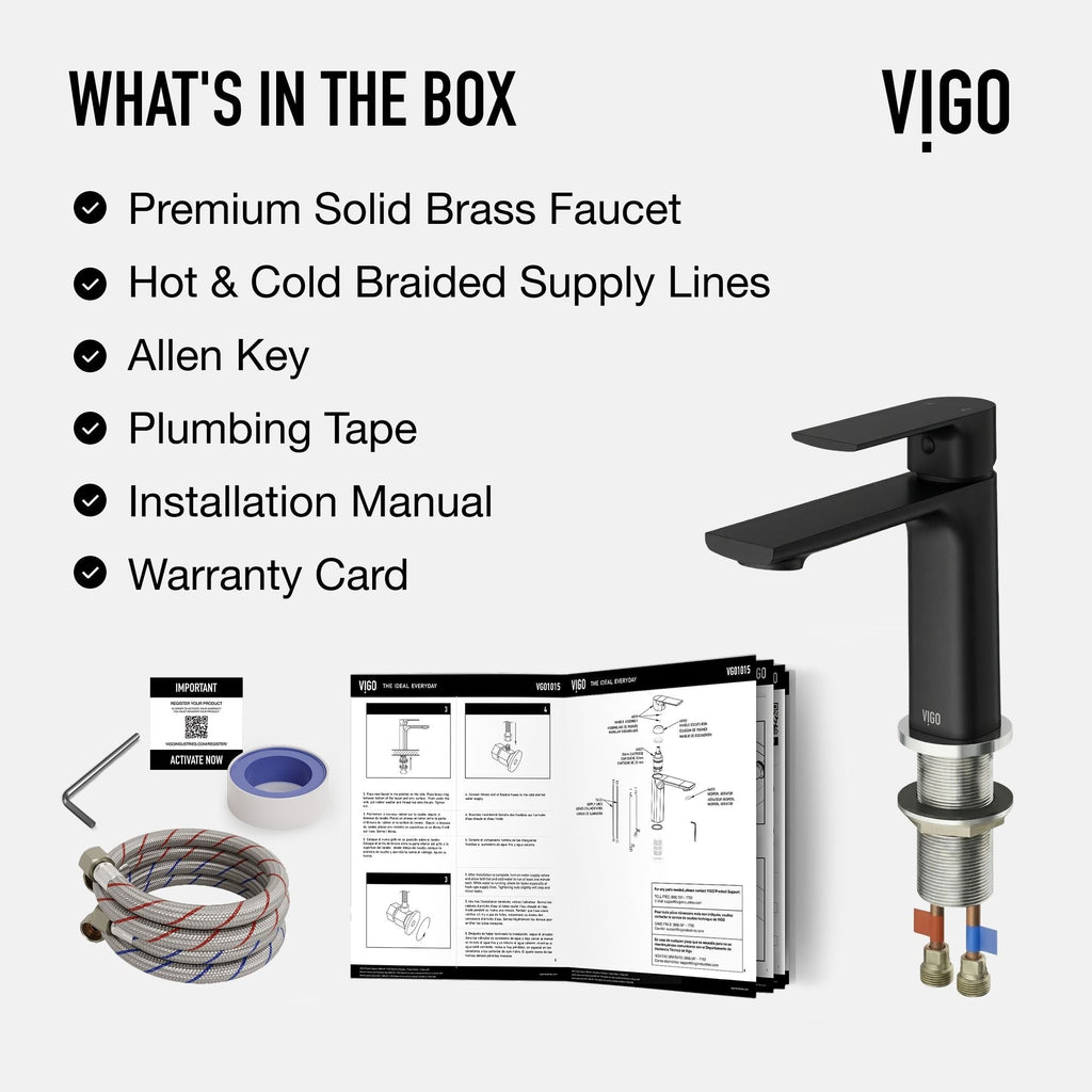 VIGO Davidson Single Handle Single Hole Bathroom Sink Faucet, WaterSense Certified, Matte Black