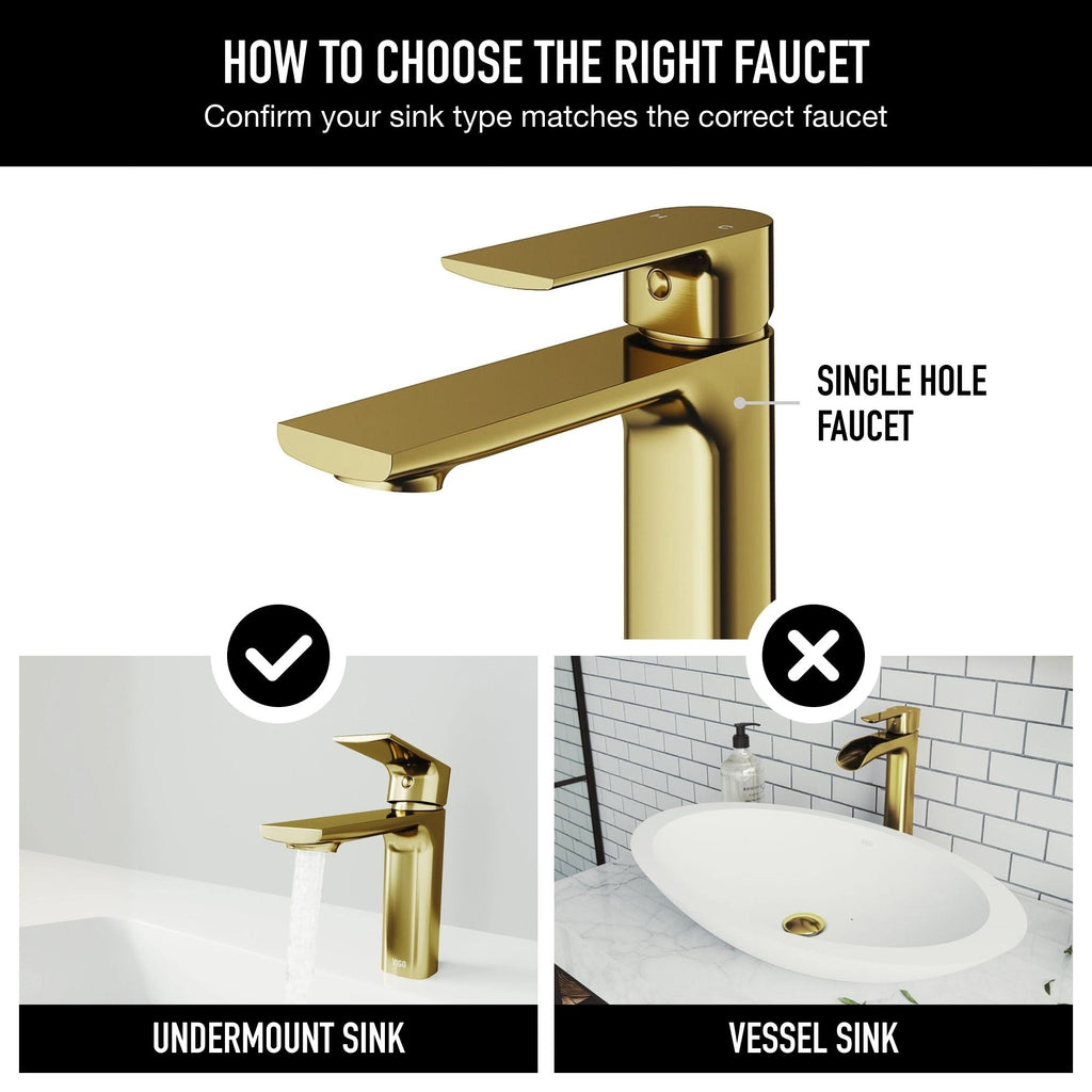 VIGO Davidson Single Handle Single Hole Bathroom Sink Faucet, WaterSense Certified, Matte Gold