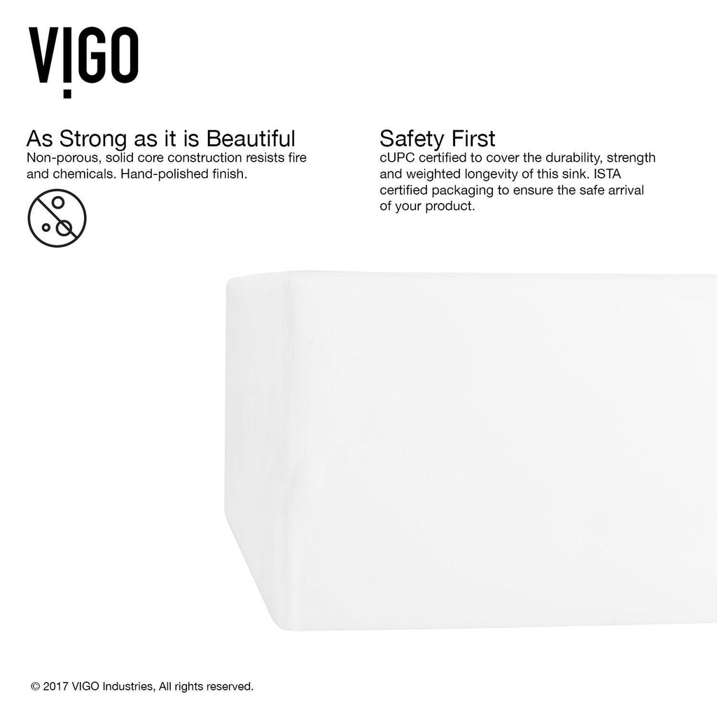 VIGO Dianthus Matte Stone Square Vessel Bathroom Sink, Above-Counter Installation, White
