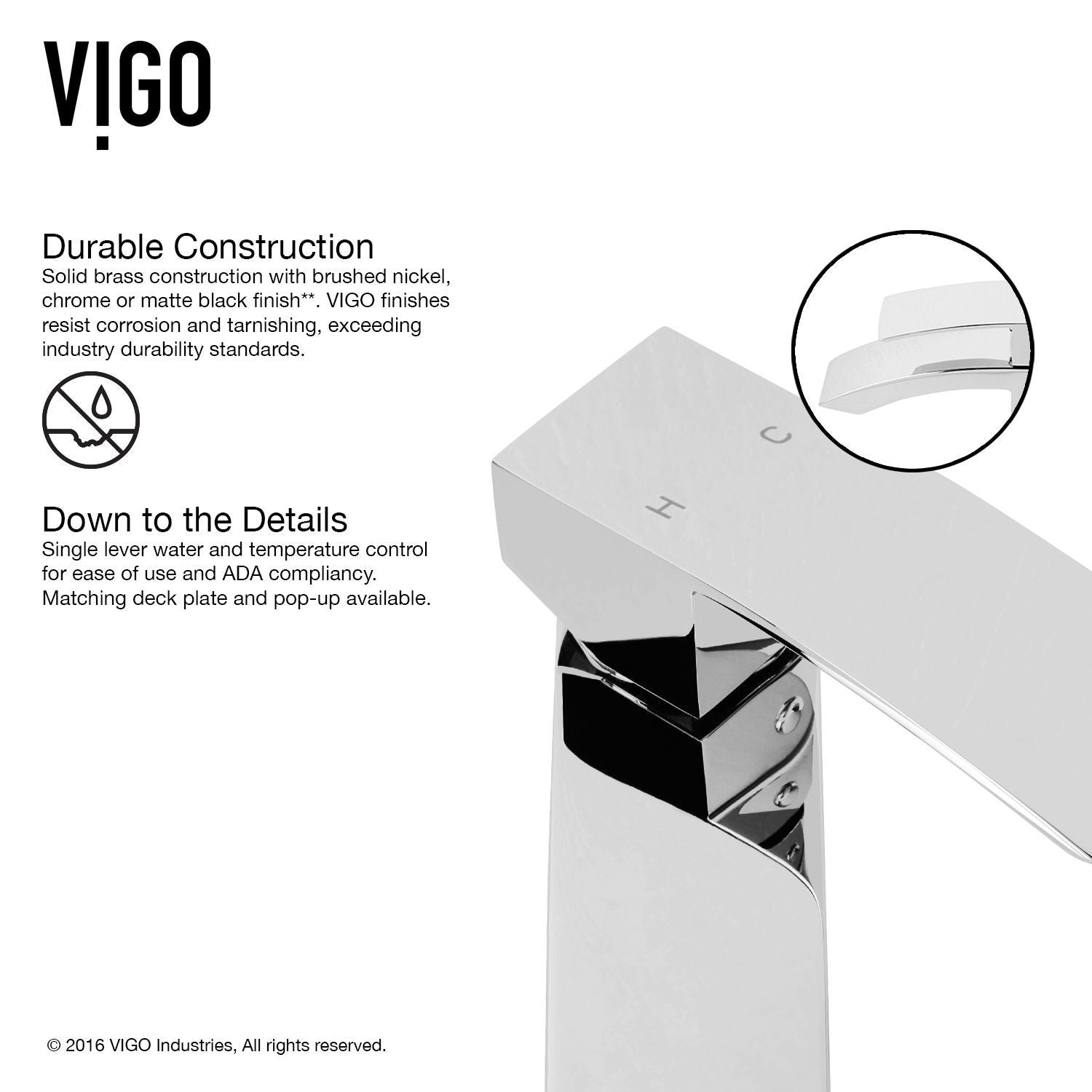 VIGO Duris Single Handle Single Hole Bathroom Sink Faucet, WaterSense Certified, Chrome