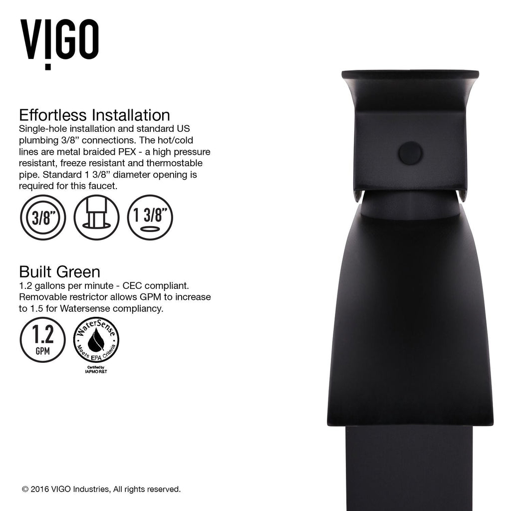 VIGO Duris Single Handle Vessel Sink Bathroom Faucet with Deck Plate, Matte Black