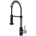 VIGO Edison Single Handle Pull Down Kitchen Faucet, Stainless Steel/Matte Black