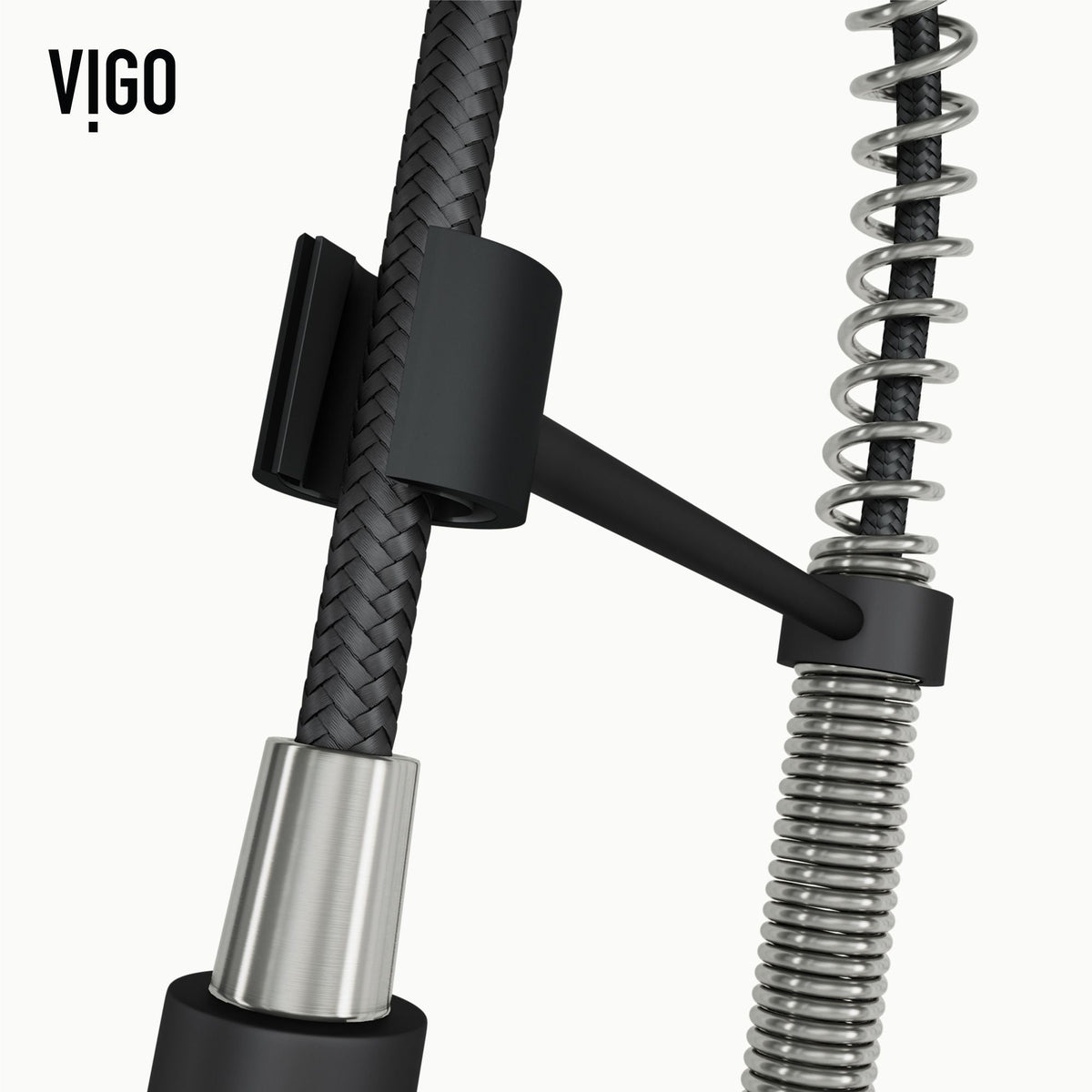 VIGO Edison Single Handle Pull Down Kitchen Faucet, Stainless Steel/Matte Black