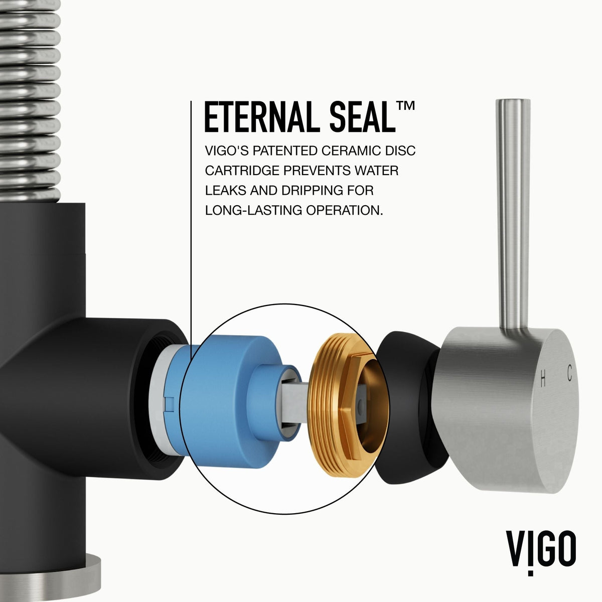 VIGO Edison Single Handle Pull Down Kitchen Faucet, Stainless Steel/Matte Black