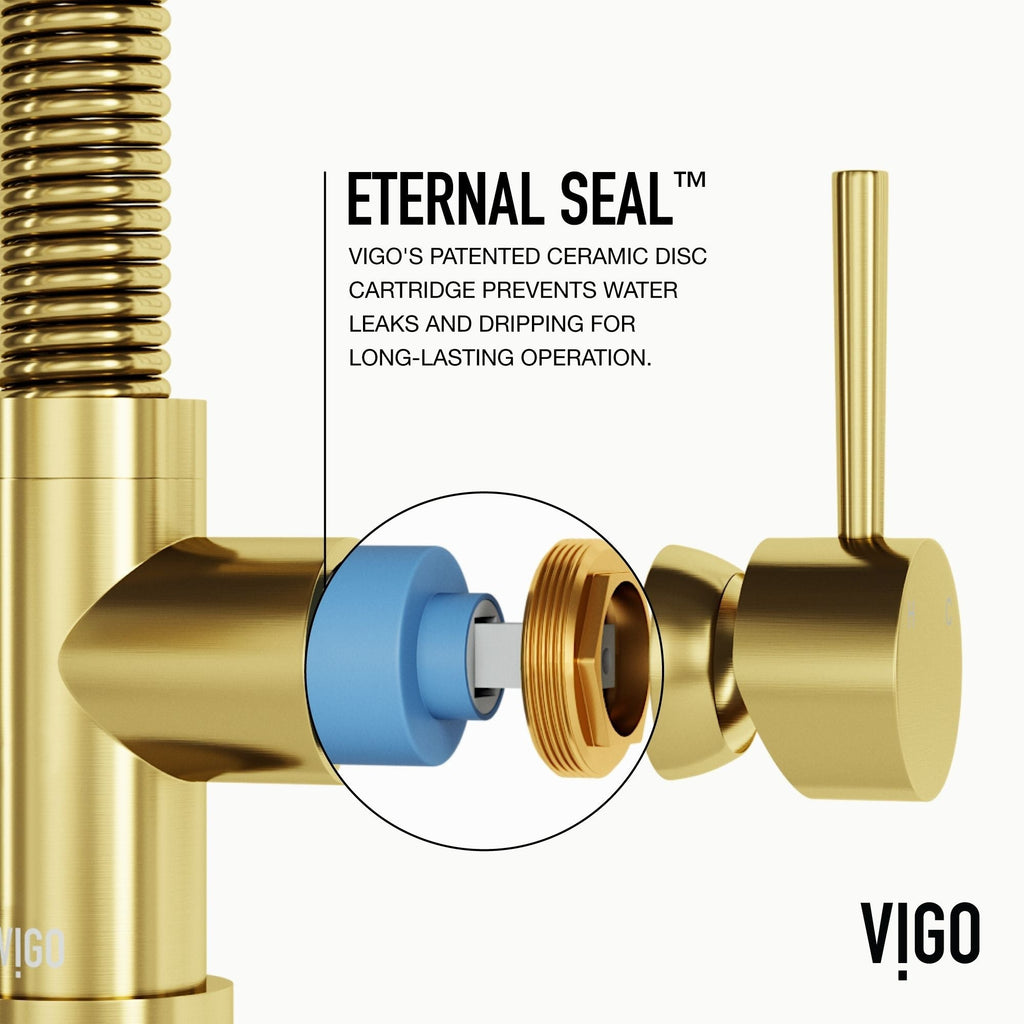 VIGO Edison Single Handle Pull Down Sprayer Kitchen Faucet, Matte Gold