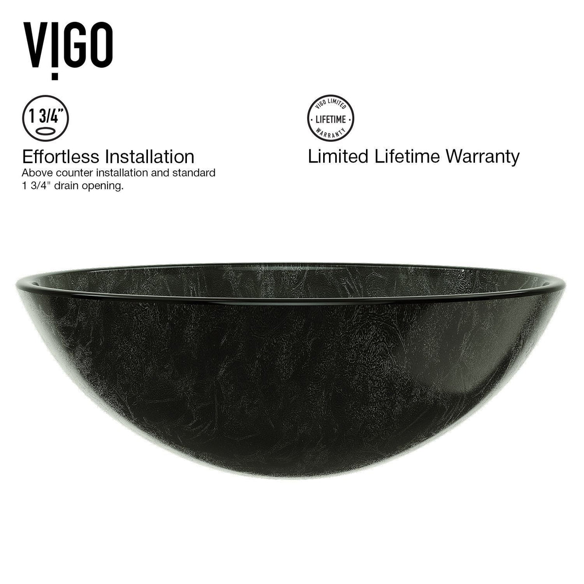 VIGO Glass Grey Onyx Bathroom Sink/Basin Set with Linus Faucet and Round Vessel