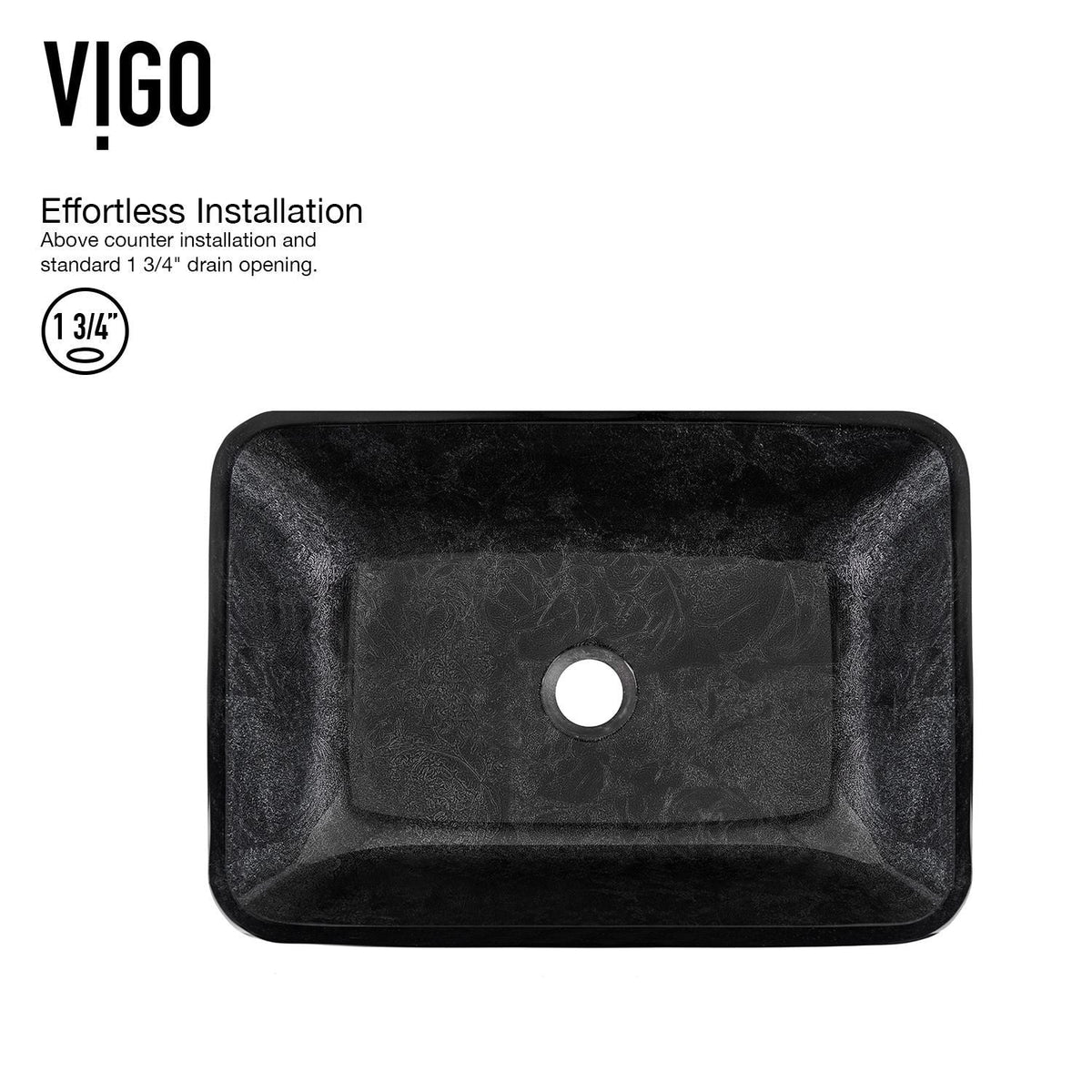 VIGO Glass Grey Onyx Bathroom Sink/Basin Set with Matte Gold Niko Faucet and Rectangular Vessel