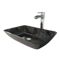 VIGO Glass Grey Onyx Bathroom Sink/Basin Set with Niko Faucet and Rectangular Vessel