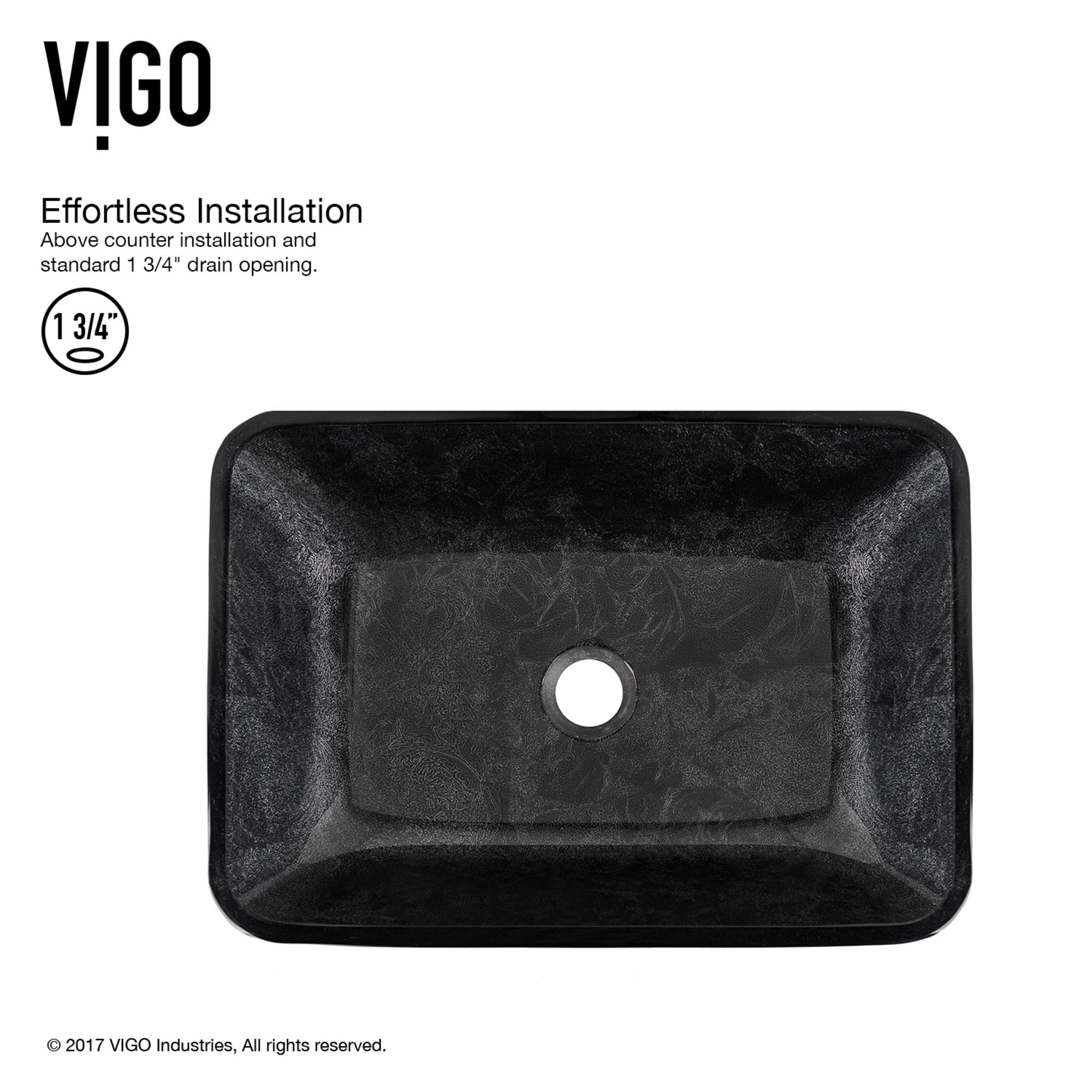 VIGO Glass Grey Onyx Bathroom Sink/Basin Set with Niko Faucet and Rectangular Vessel