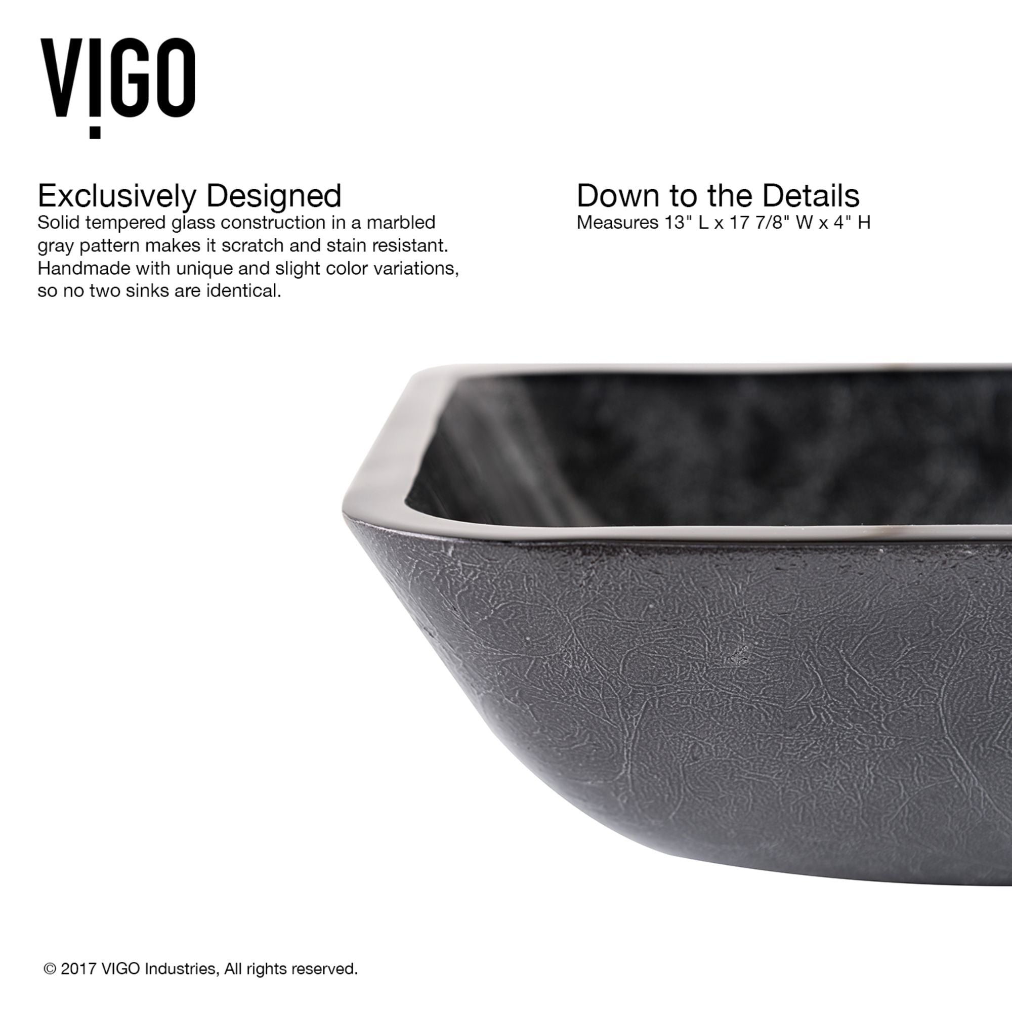 VIGO Glass Grey Onyx Bathroom Sink/Basin Set with Niko Faucet and Rectangular Vessel