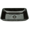 VIGO Glass Rectangular Vessel Bathroom Sink/Basin, Grey Onyx