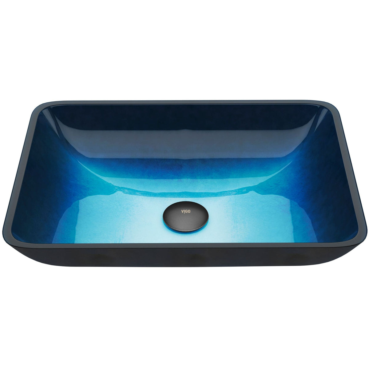 VIGO Glass Rectangular Vessel Bathroom Sink/Basin, Turquoise