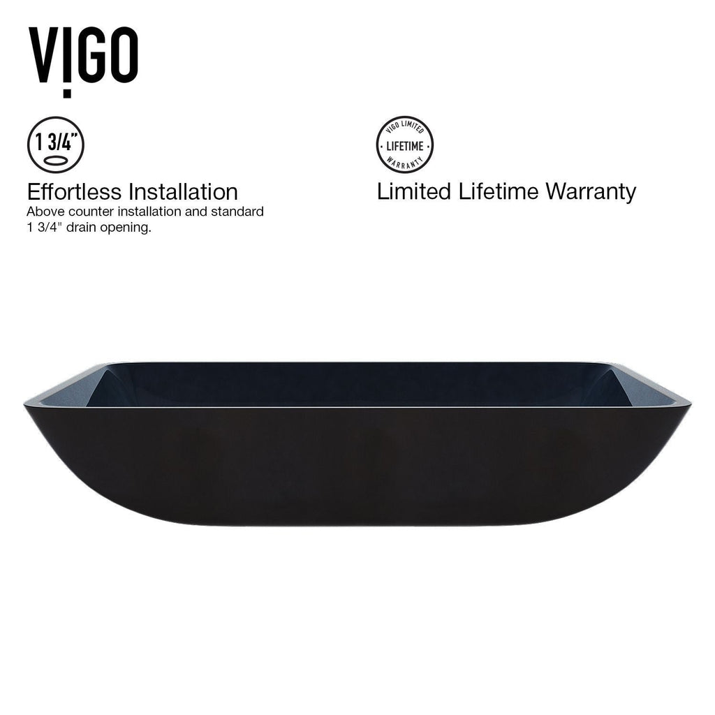 VIGO Glass Rectangular Vessel Bathroom Sink/Basin, Turquoise