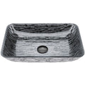 VIGO Glass Rectangular Vessel Bathroom Sink/Basin with Rounded Edges & Deep Bowl, Titanium