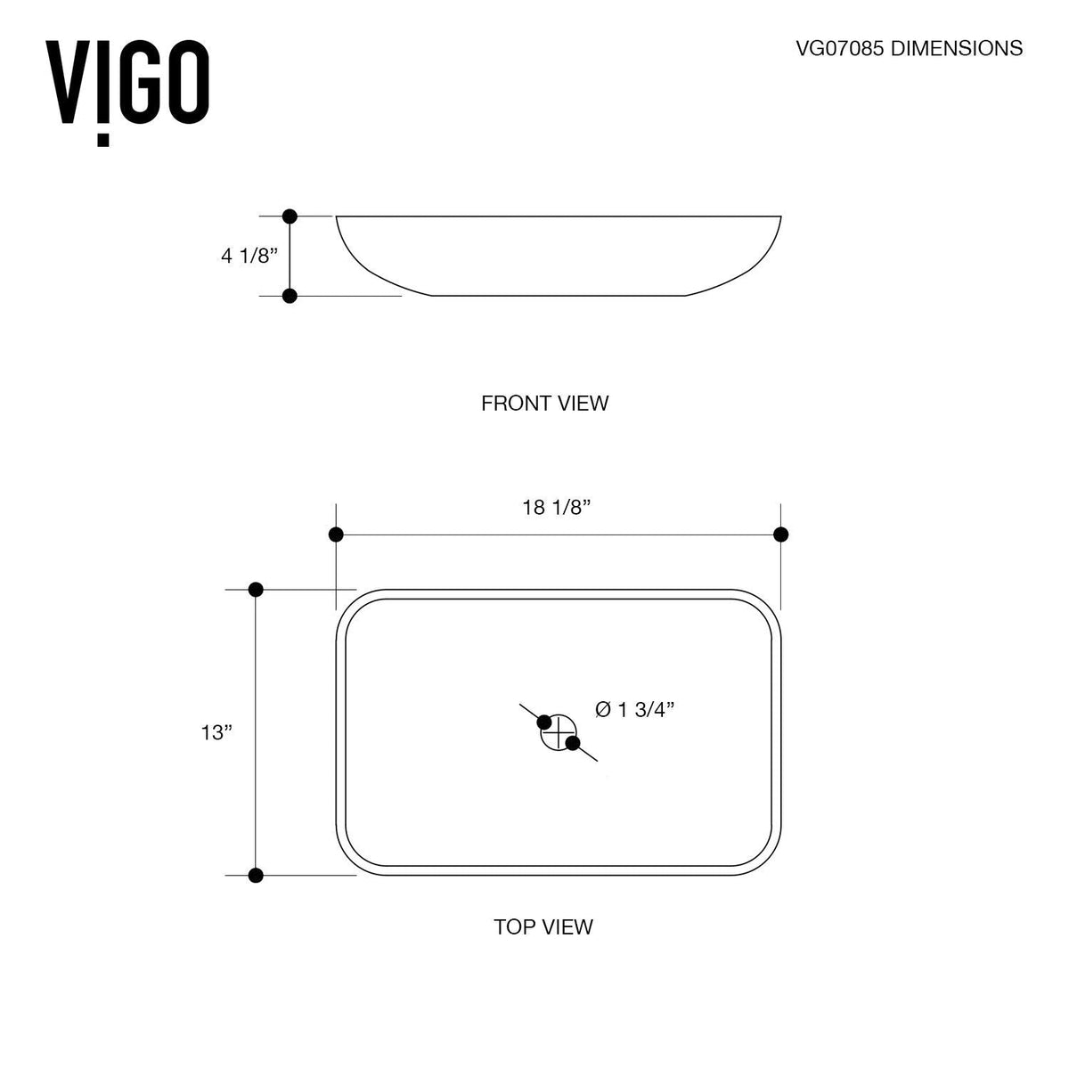 VIGO Glass Rectangular Vessel Bathroom Sink/Basin with Rounded Edges & Deep Bowl, Titanium