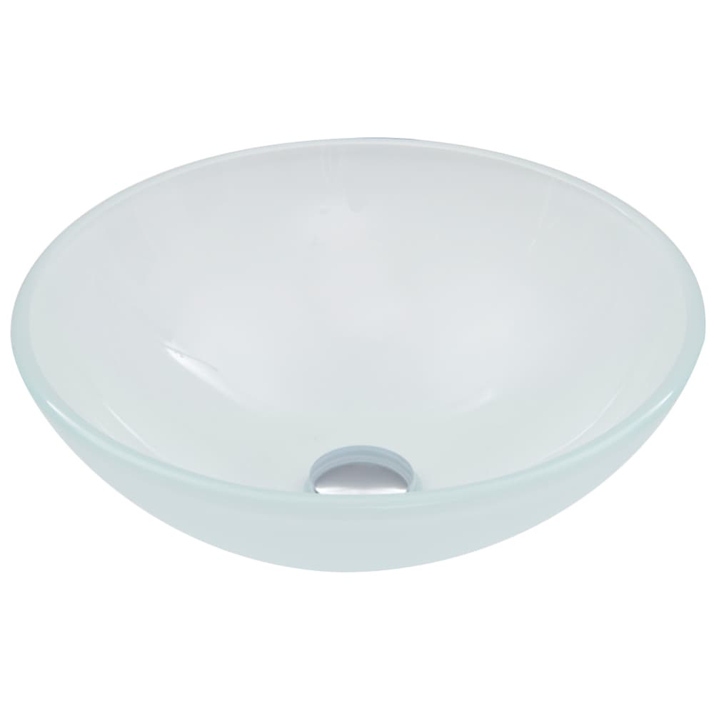 VIGO Glass Round Vessel Bathroom Sink/Basin with Rounded Edges & Deep Bowl, White